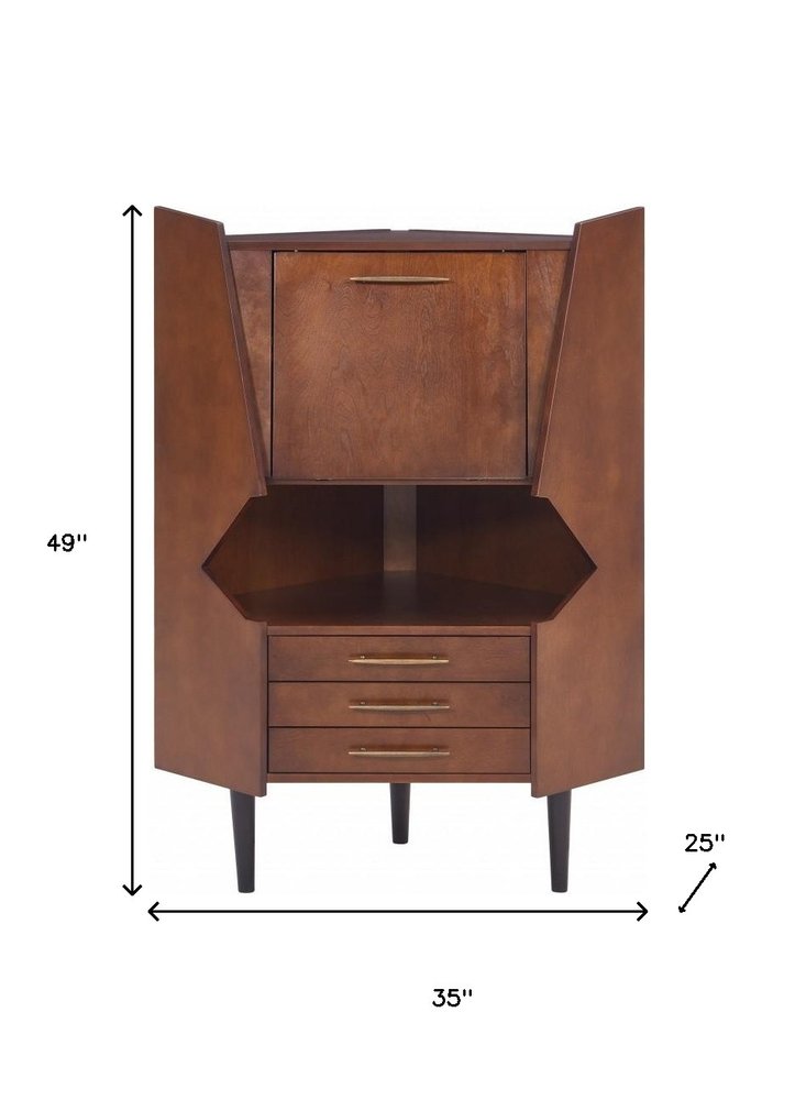 Cosmo Brown and Black Corner Bar Cabinet