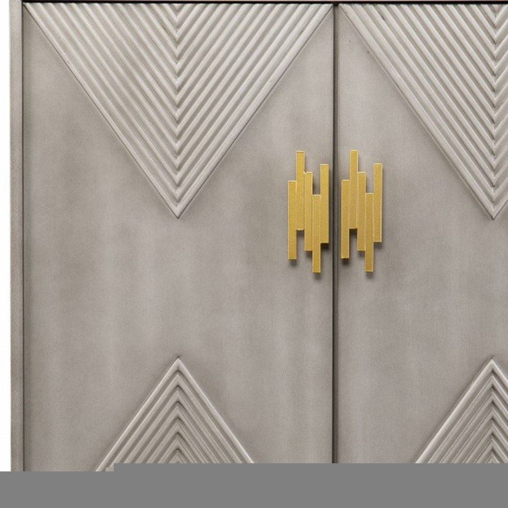 32" Gray Solid Wood Sideboard with Two Doors