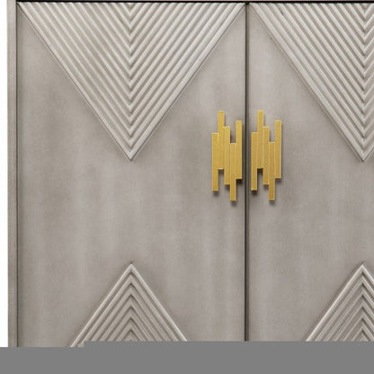 32" Gray Solid Wood Sideboard with Two Doors