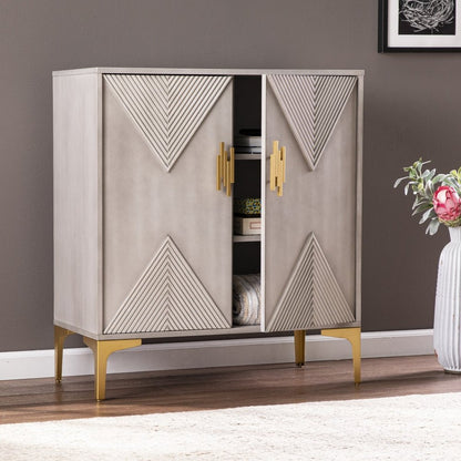 32" Gray Solid Wood Sideboard with Two Doors