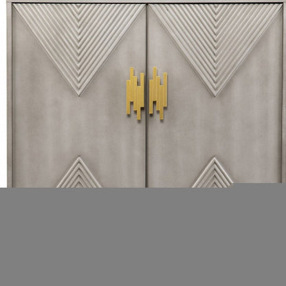 32" Gray Solid Wood Sideboard with Two Doors