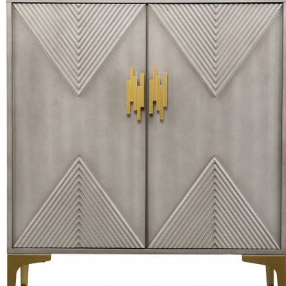 32" Gray Solid Wood Sideboard with Two Doors