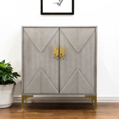 32" Gray Solid Wood Sideboard with Two Doors