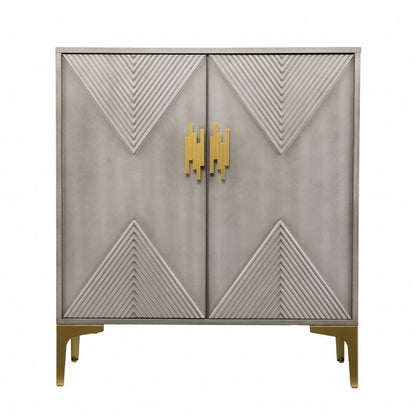 32" Gray Solid Wood Sideboard with Two Doors