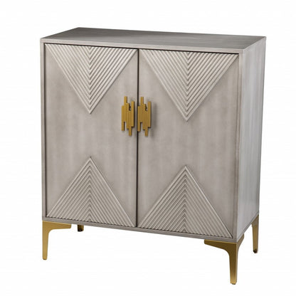 32" Gray Solid Wood Sideboard with Two Doors