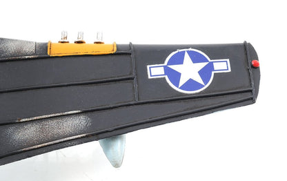 6" Grey Mustang Metal Hand Painted Decorative Airplane