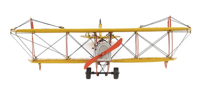 4" Yellow Metal Hand Painted Model Airplane Tabletop Sculpture