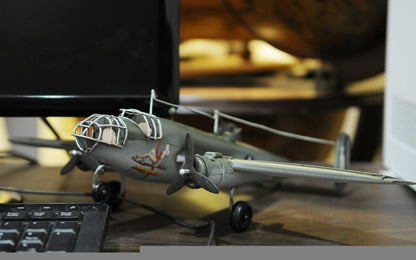 4" Gray and White Metal Hand Painted c1941 North American B-25 Mitchell Bomber Model Airplane