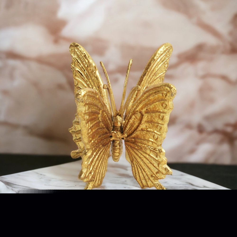 Gold Cast Iron Double Butterfly Sculpture