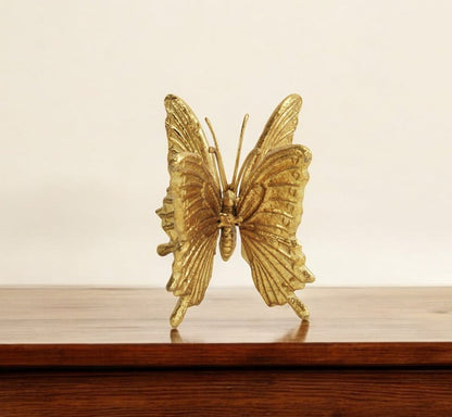 Gold Cast Iron Double Butterfly Sculpture
