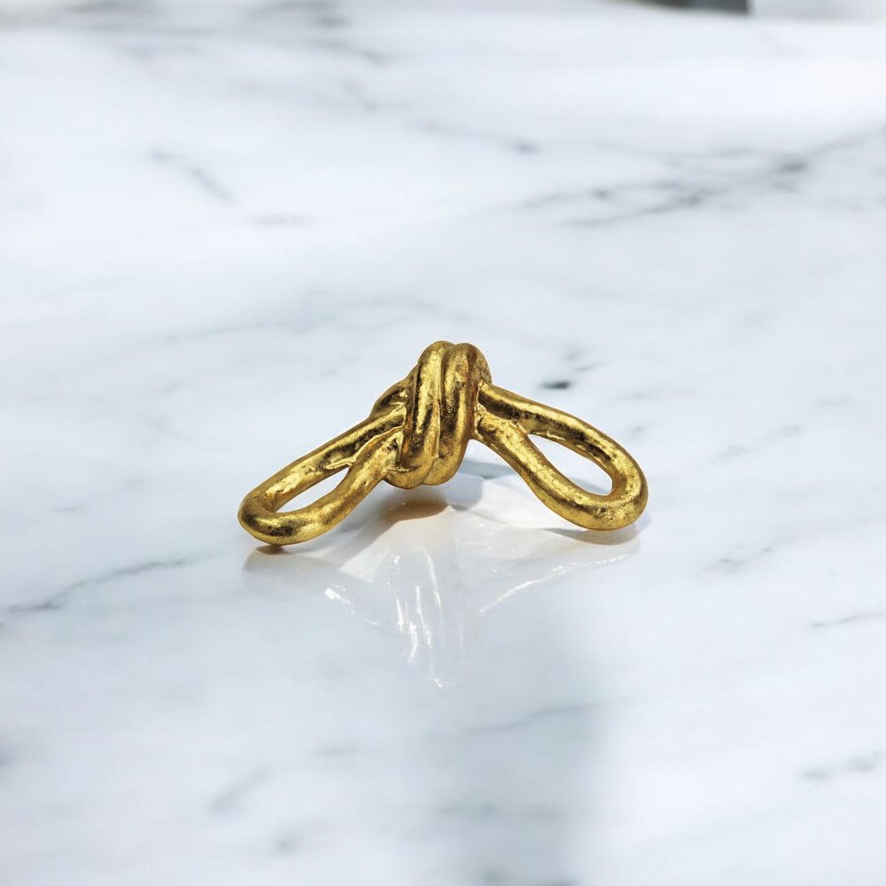 6" Gold Rustic Cast Iron Knot Tabletop Sculpture