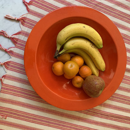 71" X 95" Red And White Striped Cotton Tablecloths