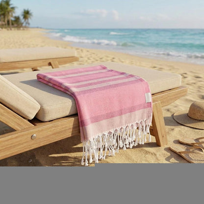 Shades of Pink Striped Design Turkish Beach Blanket