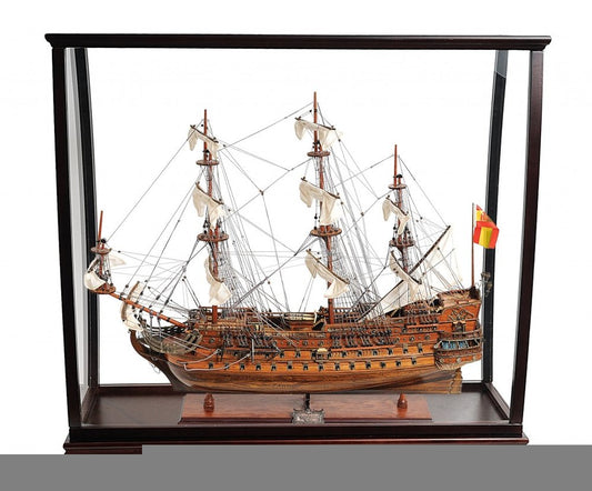39" Wood Brown San Felipe Large Table Top Display Hand Painted Decorative Boat