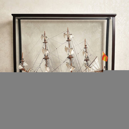 39" Wood Brown San Felipe Large Table Top Display Hand Painted Decorative Boat