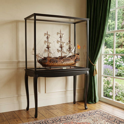 69" Wood Brown Solid Wood Hand Painted San Felipe Large Floor Display Model Boat