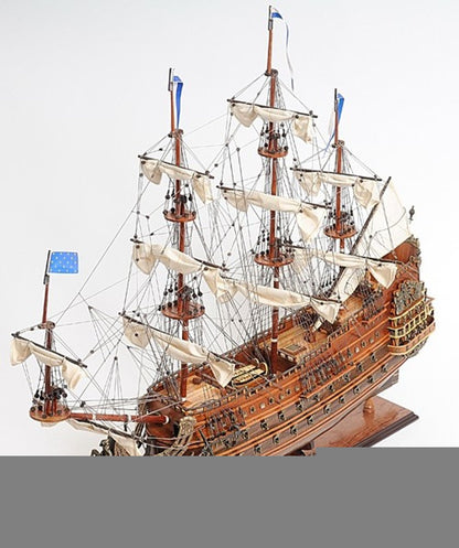 33" Brown Solid Wood Hand Painted Solei Royal Model Boat