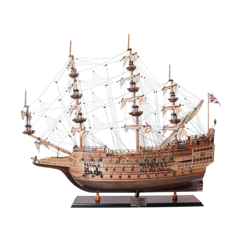 33" Wood Brown Sovereign of the Seas Hand Painted Boat Sculpture