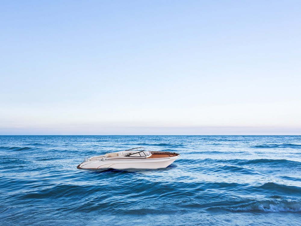 11" White Wood Yacht Model Sculpture