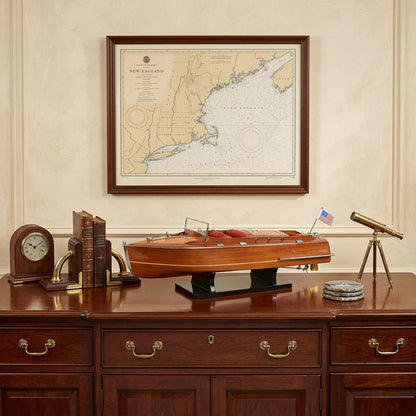 8" Brown Manufactured Wood Hand Painted Decorative Boat