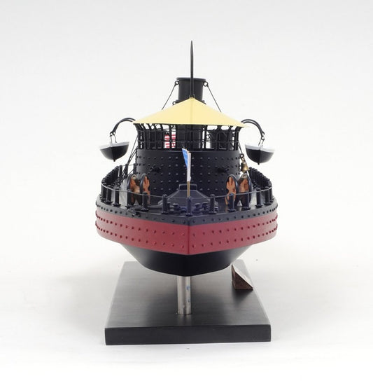 11" Black and Red Solid Wood Hand Painted 1862 USS Monitor Model Boat