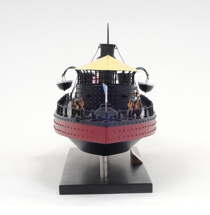 11" Black and Red Solid Wood Hand Painted 1862 USS Monitor Model Boat