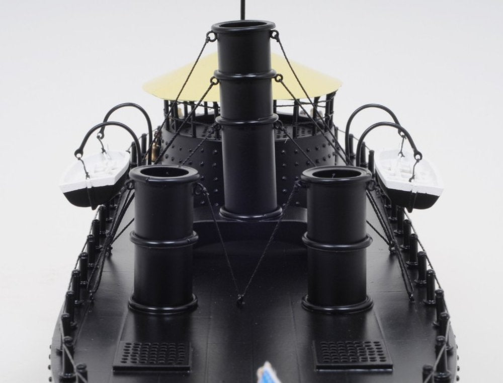 11" Black and Red Solid Wood Hand Painted 1862 USS Monitor Model Boat