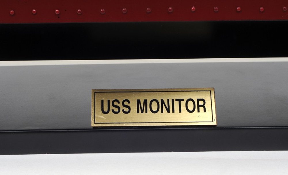 11" Black and Red Solid Wood Hand Painted 1862 USS Monitor Model Boat