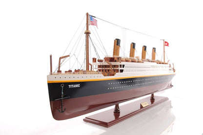 14" Black and Red Solid Wood Hand Painted 1912 RMS Titanic Large Model Boat
