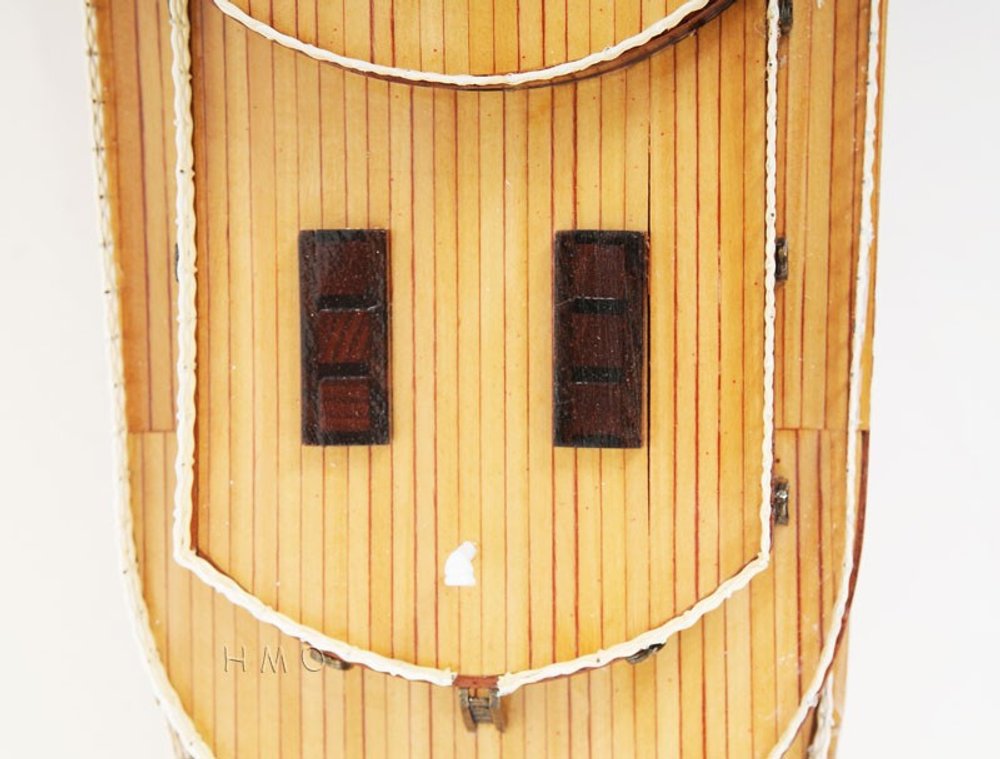 15" Black and Red Normandie Large Boat Hand Painted Decorative Boat