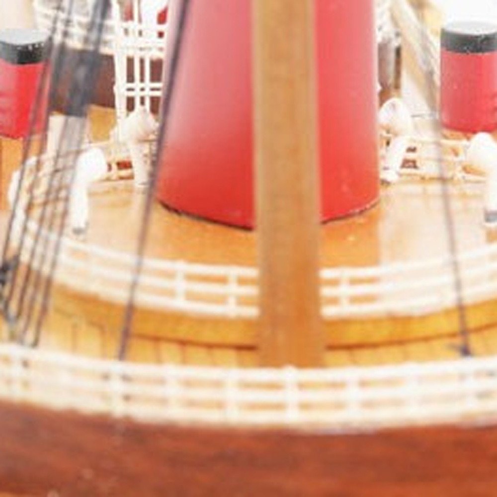 15" Black and Red Normandie Large Boat Hand Painted Decorative Boat