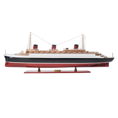 15" Black and Red Normandie Large Boat Hand Painted Decorative Boat