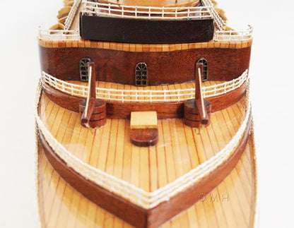 15" Black and Red Normandie Large Boat Hand Painted Decorative Boat