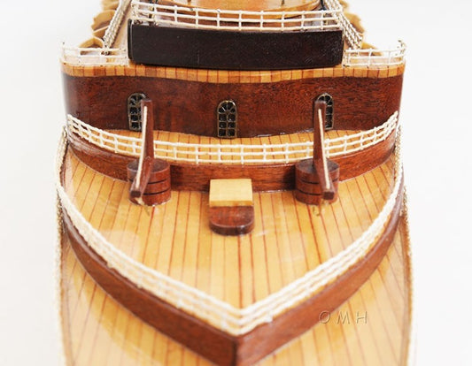 15" Black and Red Normandie Large Boat Hand Painted Decorative Boat