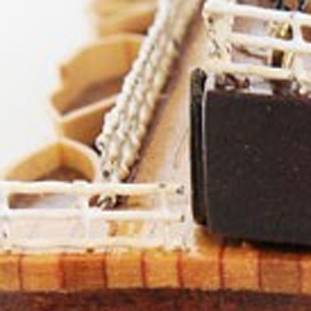 15" Black and Red Normandie Large Boat Hand Painted Decorative Boat