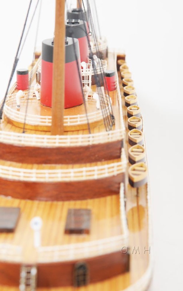 15" Black and Red Normandie Large Boat Hand Painted Decorative Boat