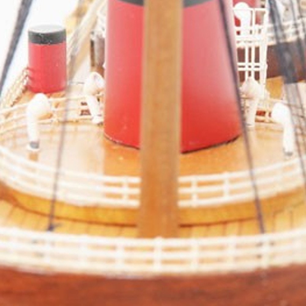 15" Black and Red Normandie Large Boat Hand Painted Decorative Boat