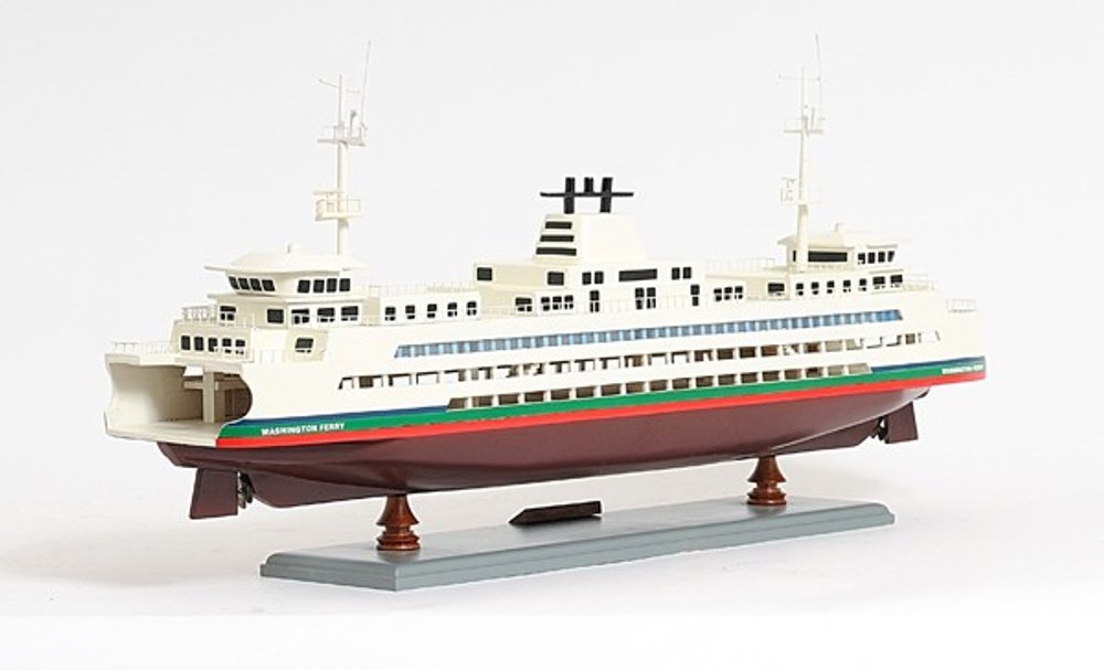 11" Brown and White Washington Ferry Boat Hand Painted Decorative Boat