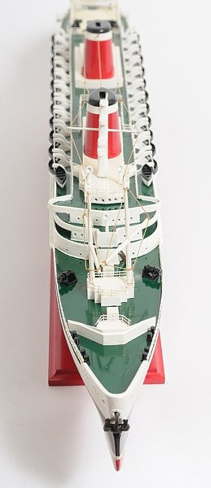 9" Black and Red Solid Wood Hand Painted SS United States 1952 Model Boat