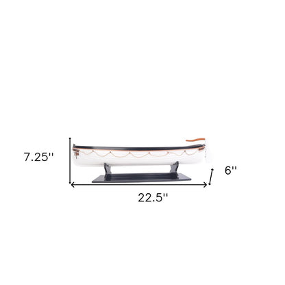 6" Brown and White Solid Wood Hand Painted RMS Titanic Lifeboat No.7 Model Boat