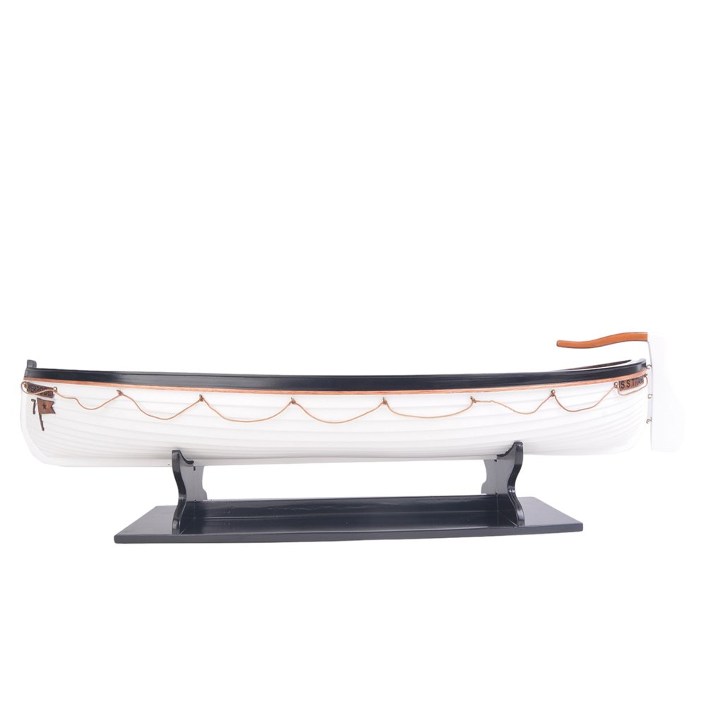 6" Brown and White Solid Wood Hand Painted RMS Titanic Lifeboat No.7 Model Boat