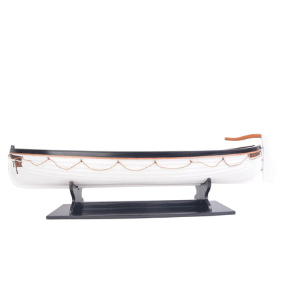 6" Brown and White Solid Wood Hand Painted RMS Titanic Lifeboat No.7 Model Boat