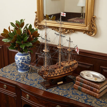 29" Wood Brown HMS Victory Bow Section Hand Painted Decorative Boat