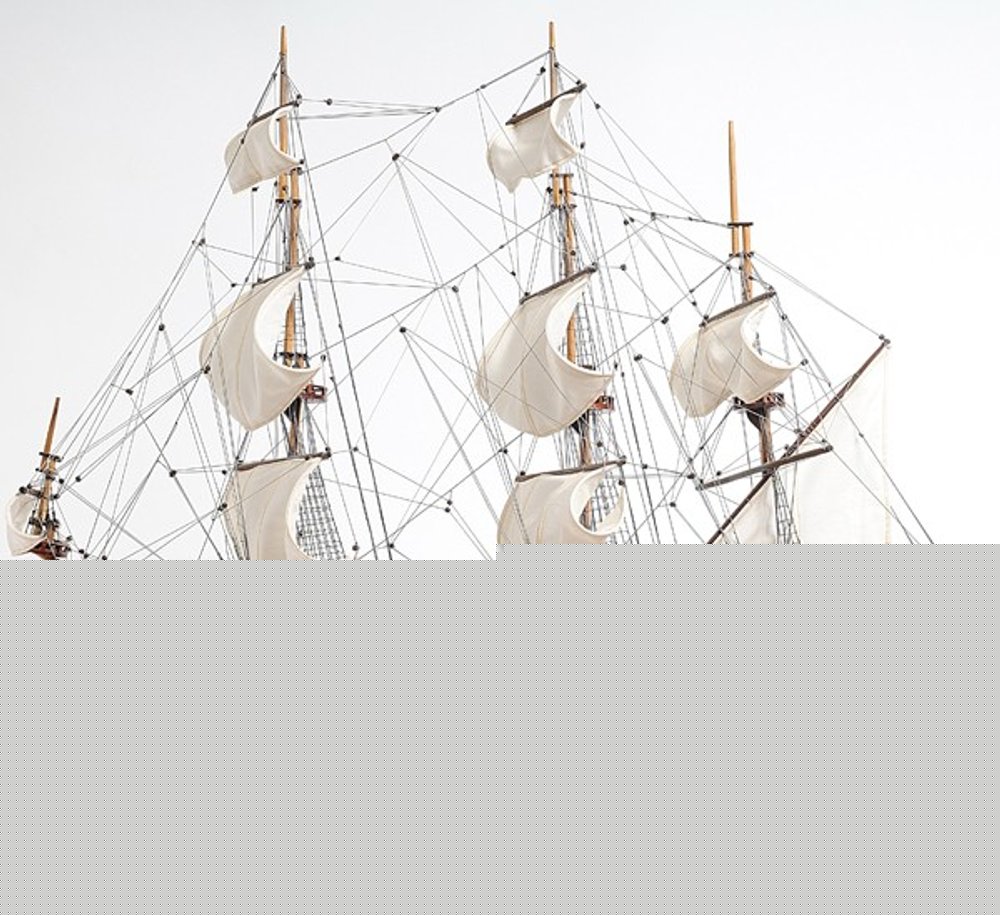32" Wood Brown Solid Wood Hand Painted St. Espirit Model Boat