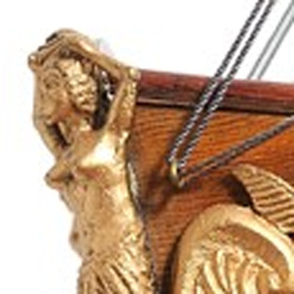 32" Wood Brown Solid Wood Hand Painted St. Espirit Model Boat