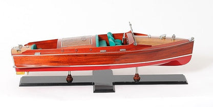 9" Wood Brown c1938 Chris Craft Runabout Painted Large Hand Painted Boat