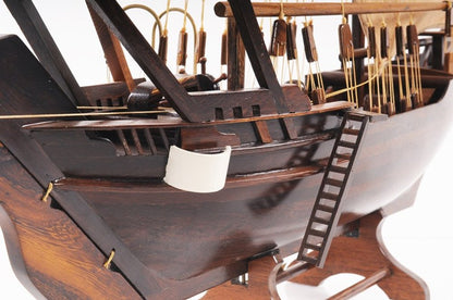 27" Wood Brown Solid Wood Hand Painted Dhow Medium Model Boat