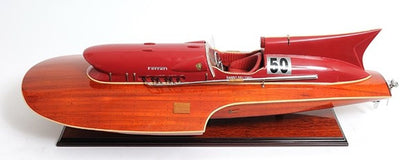 10" Solid Wood Hand Painted Ferrari Hydroplane Large Model Boat