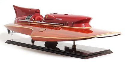 10" Solid Wood Hand Painted Ferrari Hydroplane Large Model Boat