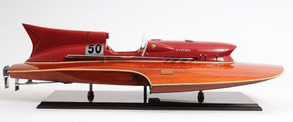 10" Solid Wood Hand Painted Ferrari Hydroplane Large Model Boat